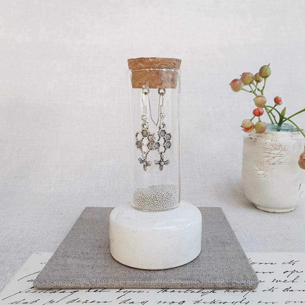 Honey Bee Earrings in a Bottle - Zamsoe