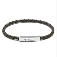 Load image into Gallery viewer, Plaited Black Leather Bracelet for Men 4mm Brown
