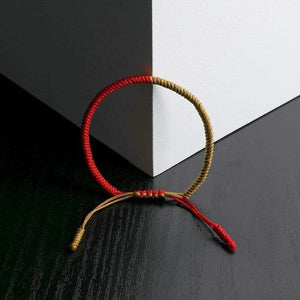 Tibetan Chinese handmade braid snake knot rope Buddhist lucky bracelet For Men And Women Red and Gold Zamsoe